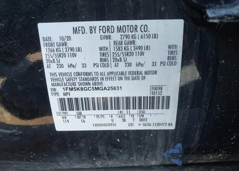 2021 Ford Explorer St z USA, uszkodzony, nr VIN 1FM5K8GC5MGA25631